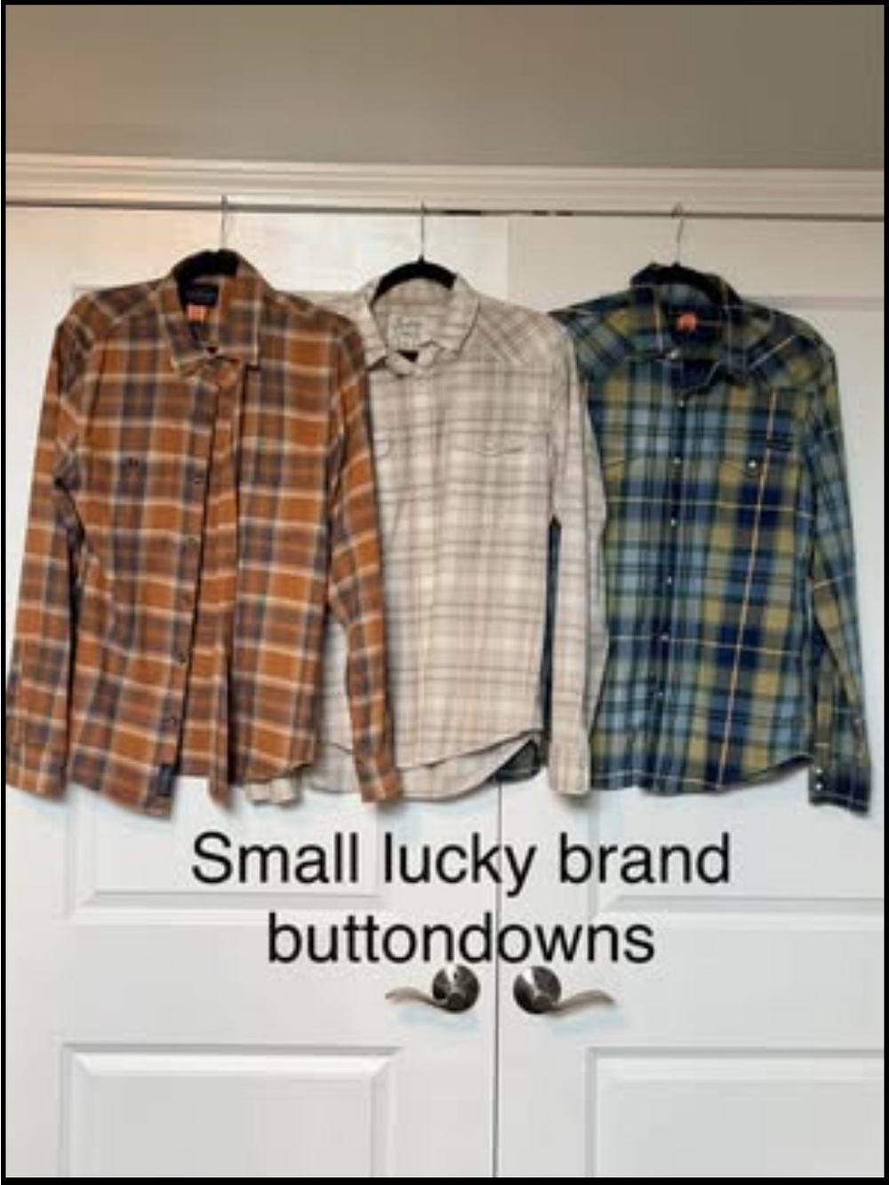 Lucky Brand Men's Plaid Button-Downs in Brown, Cream & Blue-Green